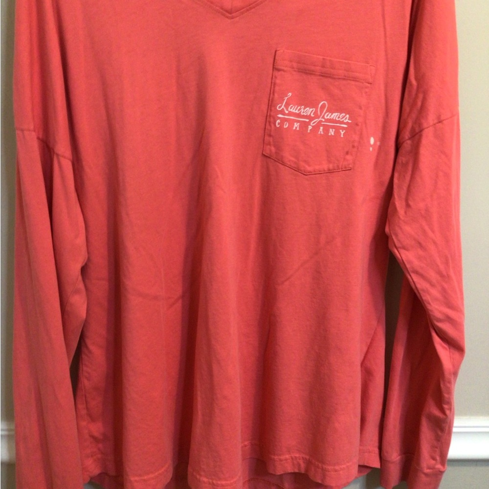 Lauren James Men's Vivid Coral Long Sleeve Tee